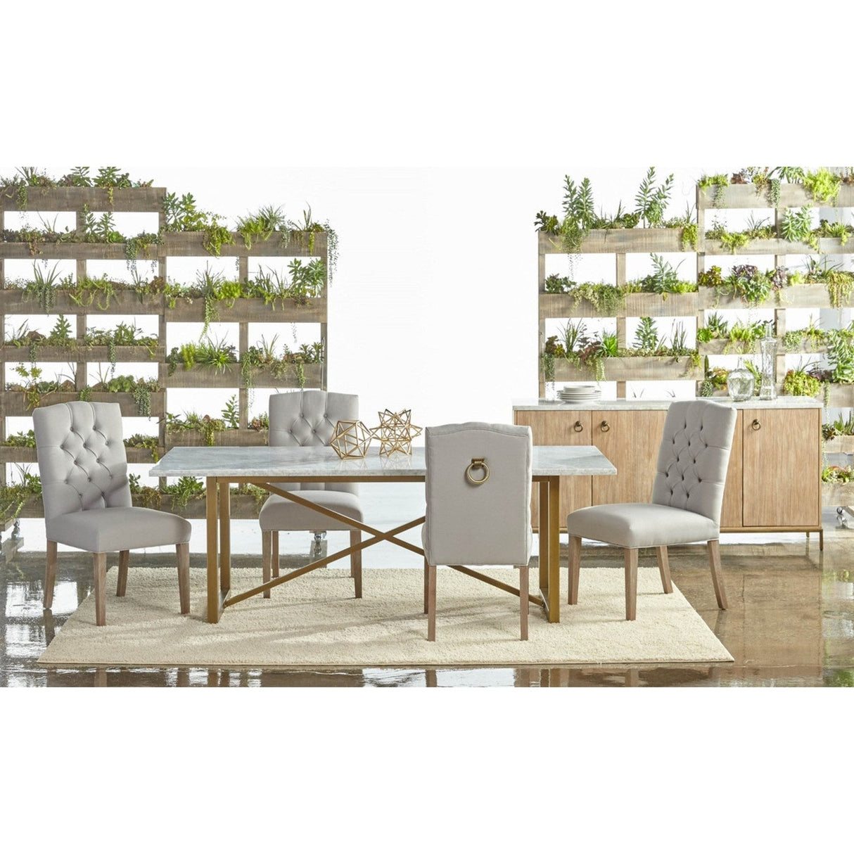 Essentials For Living Traditions Carrera Dining Table 6098.BGLD/WHT