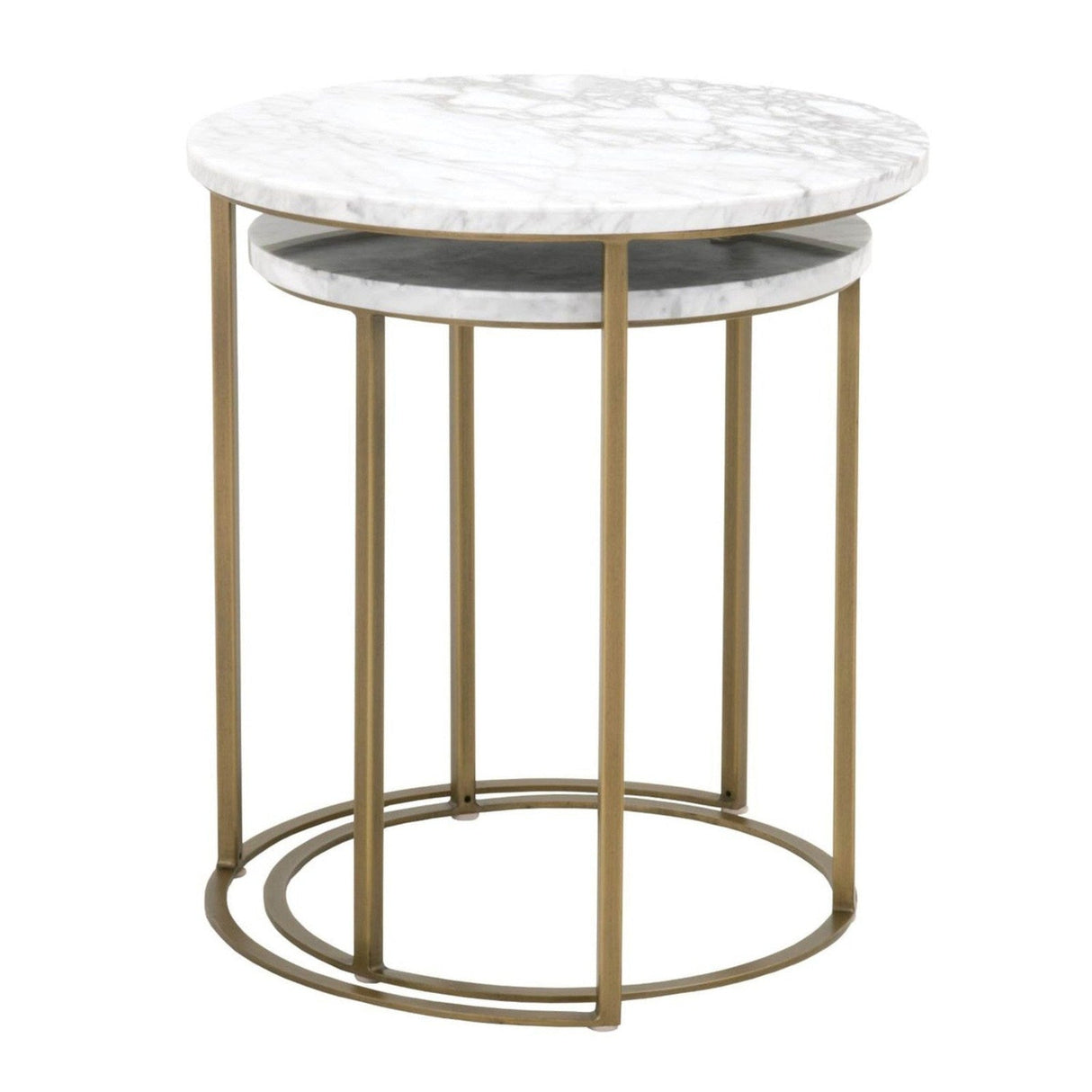 Essentials For Living Traditions Carrera Round Nesting Accent Table 6105.BGLD/WHT