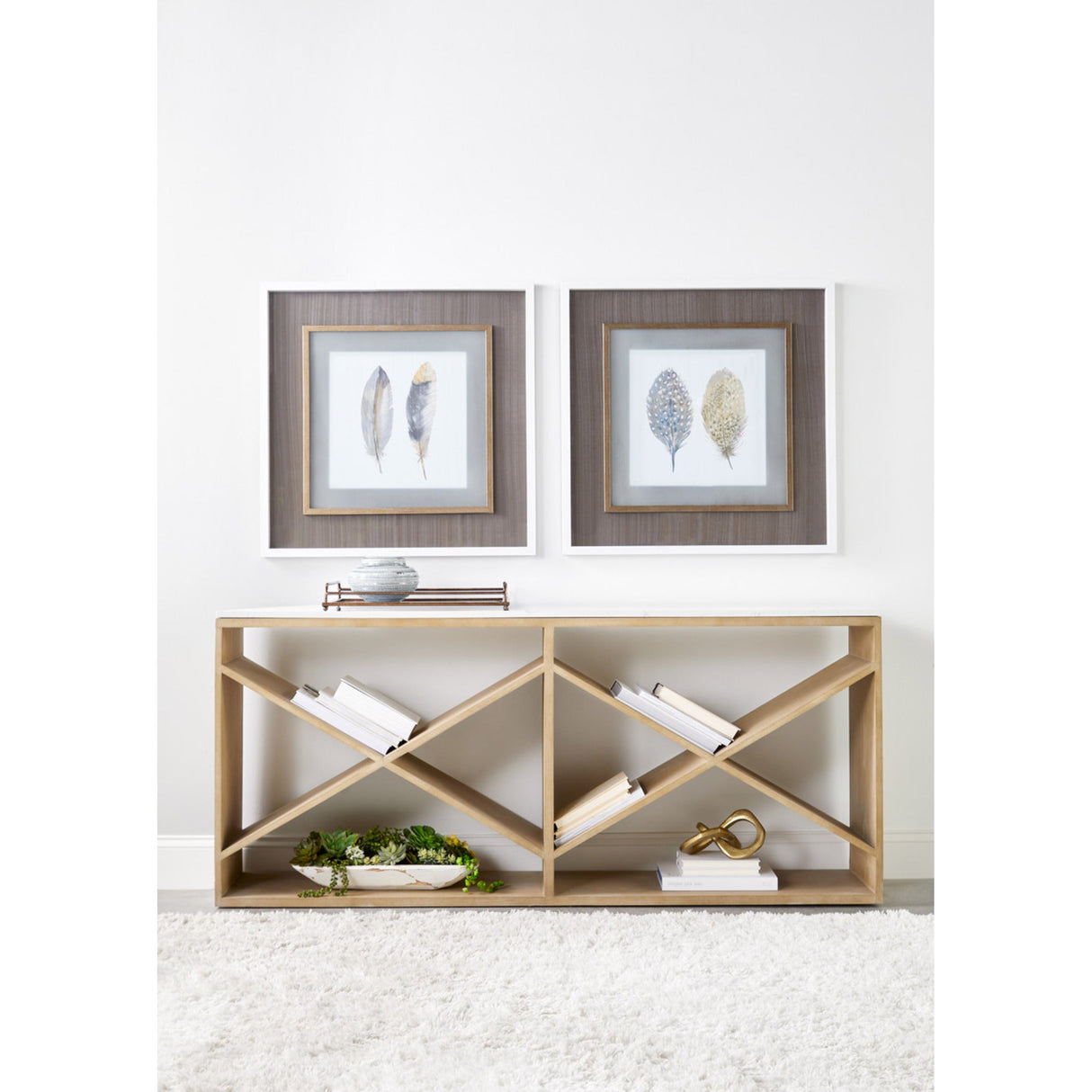 Essentials For Living Bella Antique Cellar Console Table 8080.SGRY-OAK/WHTQ