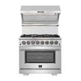 Forno 36" Capriasca Dual Fuel Range - Gas Cooktop with 240v Electric Oven - 6 Burners, Convection Oven and 120,000 BTUs - FFSGS6187-36