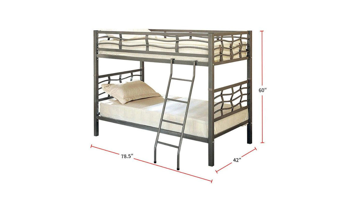 Coaster Crystal Two Twin Bunk Bed with Rustic Finish