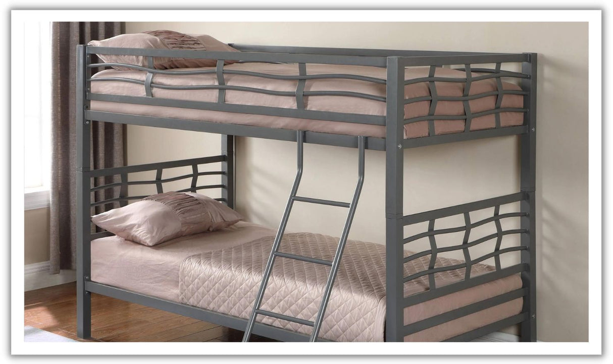 Coaster Crystal Two Twin Bunk Bed with Rustic Finish