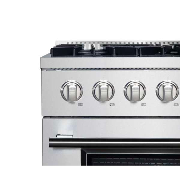 Forno Marco 36-Inch Dual Fuel Range Stainless Steel, 6 Sealed Burners - 67,000 BTU, 5.36 cu.ft. True Convection Oven - FFSGS6197-36