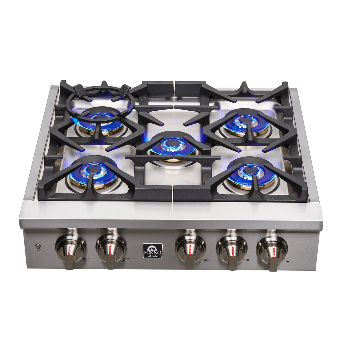 Forno Spezia 30-Inch Gas Cooktop, 4 Burners, Wok Ring and Grill/Griddle in Stainless Steel - FCTGS5751-30