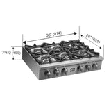 Forno Spezia 36-Inch Gas Cooktop, 6 Burners. Wok Ring and Grill/Griddle in Stainless Steel - FCTGS5751-36