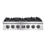 Forno Spezia 36-Inch Gas Cooktop, 6 Burners. Wok Ring and Grill/Griddle in Stainless Steel - FCTGS5751-36