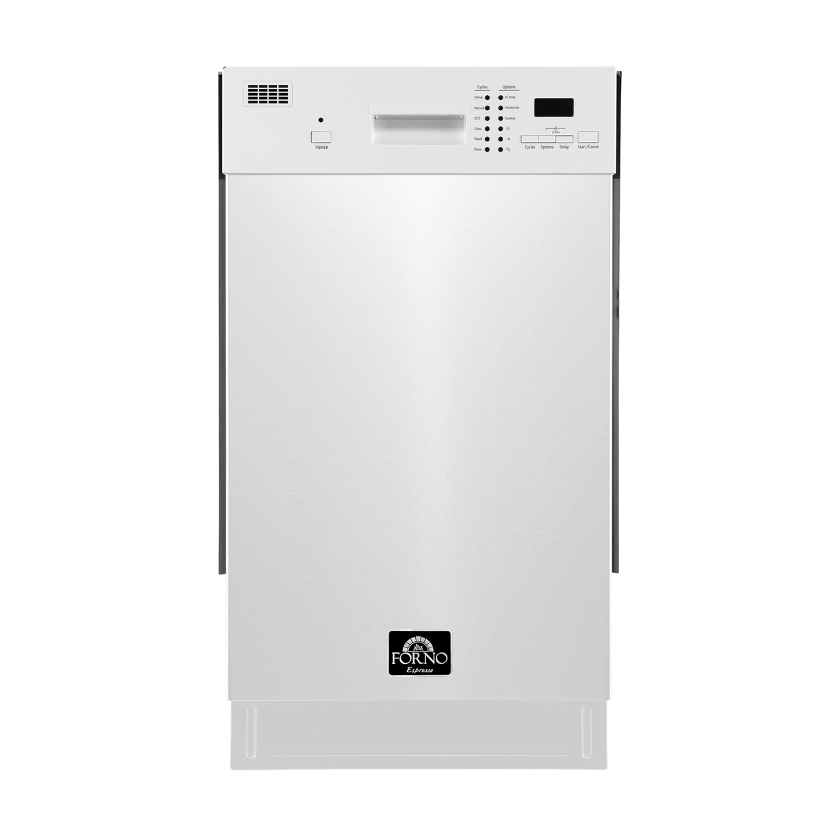 FORNO Polo 18-Inch Built-In White Dishwasher - Compact Efficiency with Advanced Features - FDWBI8041-18