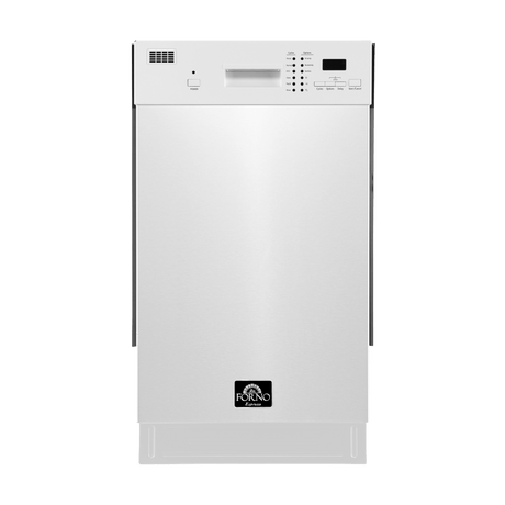 FORNO Polo 18-Inch Built-In White Dishwasher - Compact Efficiency with Advanced Features - FDWBI8041-18