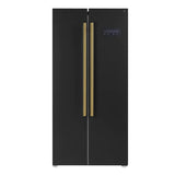 Forno Salerno Espresso 33-inch Side-by-Side 15.6 Cu.Ft. Refrigerator in Black with Brass Handle (FFRBI1805-33BLK)