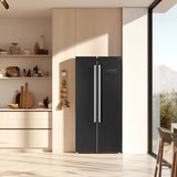 Forno Salerno Espresso 33-inch Side-by-Side 15.6 Cu.Ft. Refrigerator in Black with Brass Handle (FFRBI1805-33BLK)