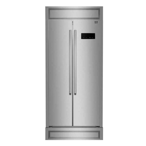 Forno Salerno 33" Built-in Stainless Steel Refrigerator 15.6 cu. ft - With Modern Decorative Grill - FFRBI1805-37MG