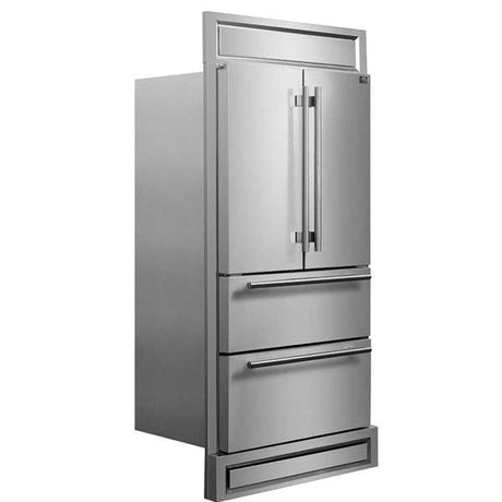 Forno Moena 36-inch Built-In French Door Refrigerator in Stainless Steel, 19.2 Cu.ft Total Capacity, Ice Maker with Decorative Grill - FFRBI1820-40MG