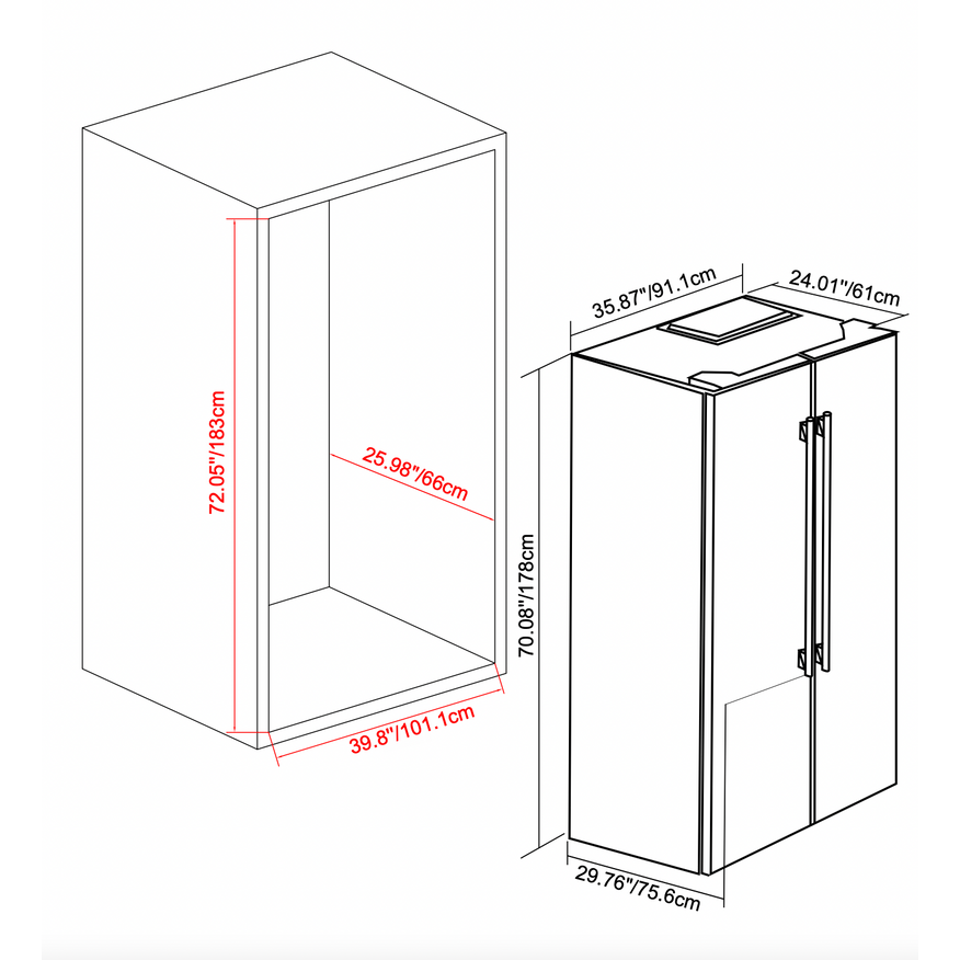 Forno 36 in. Side by Side Refrigerator with Ice Maker, FFRBI1844-36SB