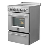 Forno 24" Loiano Electric Range with 4 Burners in Stainless Steel - FFSEL6090-24