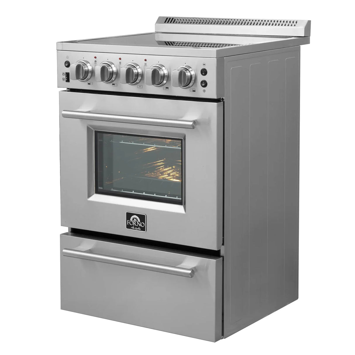 Forno 24" Pro-Style Electric Range with 4 Burners in Stainless Steel - FFSEL6069-24