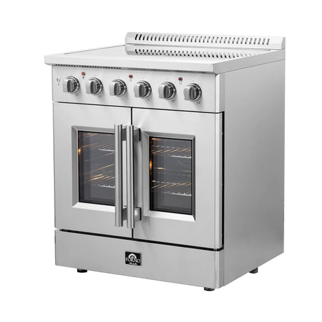 Forno Galiano 30" French Door Electric Range with Convection Oven in Stainless Steel - FFSEL6917-30