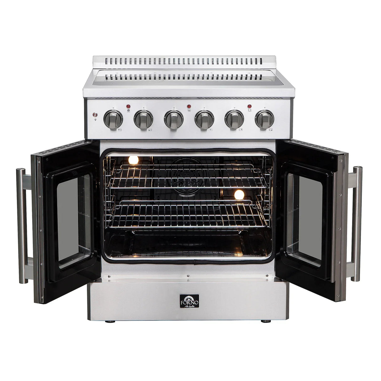 Forno Galiano 30" French Door Electric Range with Convection Oven in Stainless Steel - FFSEL6917-30