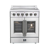 Forno Galiano 30" French Door Electric Range with Convection Oven in Stainless Steel - FFSEL6917-30