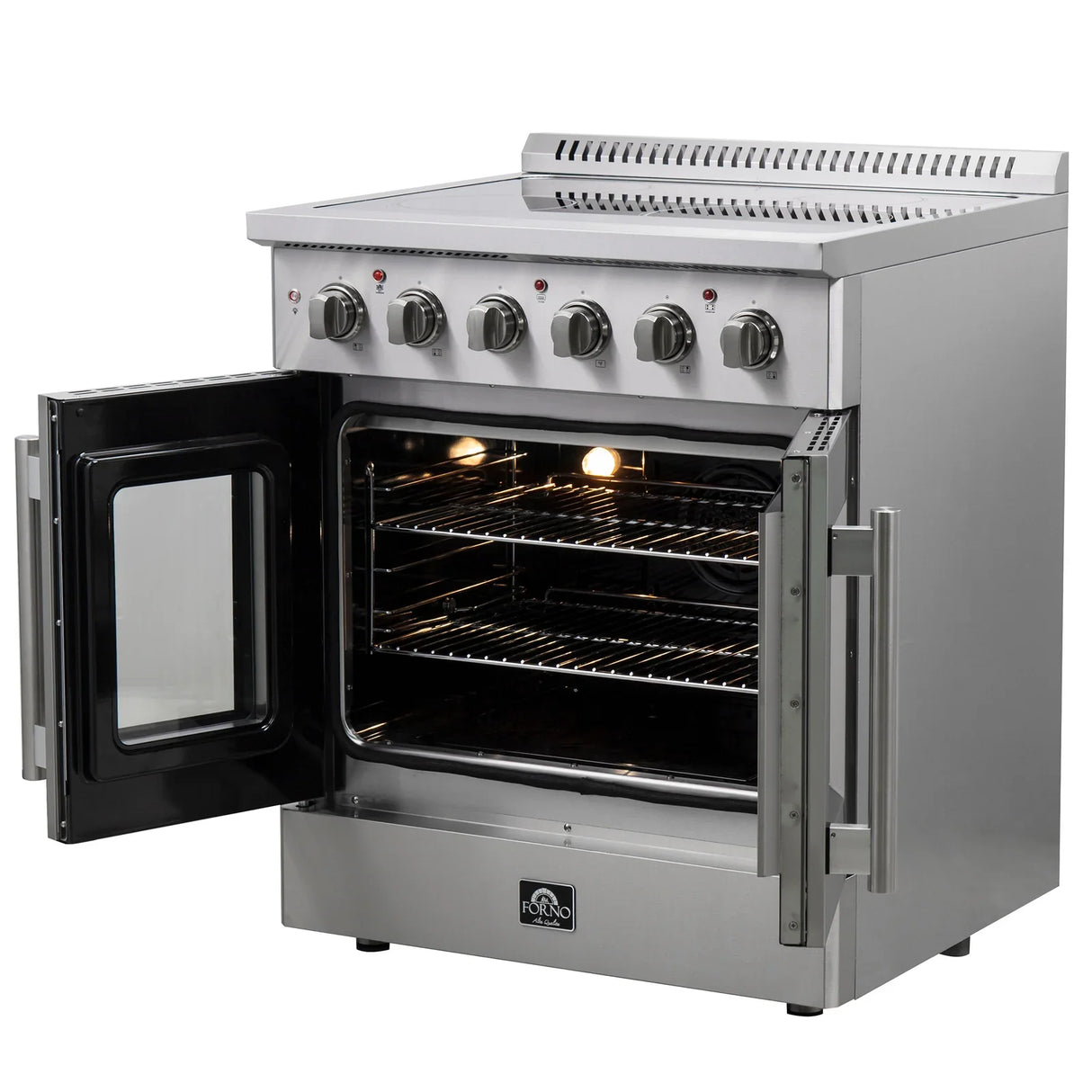 Forno Galiano 30" French Door Electric Range with Convection Oven in Stainless Steel - FFSEL6917-30