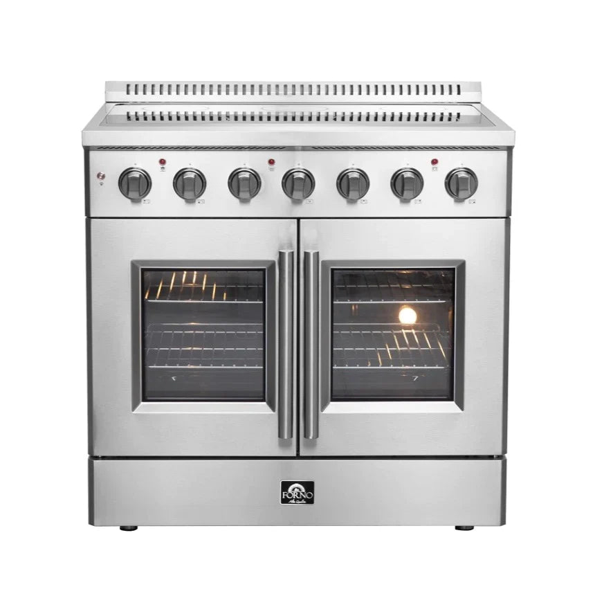 Forno Galiano 36" French Door Electric Range with Convection Oven in Stainless Steel - FFSEL6917-36