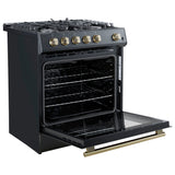 Forno Leonardo Espresso 30" Black Gas Range, 5 Burners, 39 500 BTU, 5 cu.ft. Convection Oven - FFSGS1116-30BLK