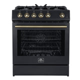 Forno Leonardo Espresso 30" Black Gas Range, 5 Burners, 39 500 BTU, 5 cu.ft. Convection Oven - FFSGS1116-30BLK