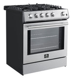 Forno Leonardo Espresso 30" Stainless Steel Gas Range, 5 Burners, 39 500 BTU, 5 cu.ft. Convection Oven - FFSGS1116-30S