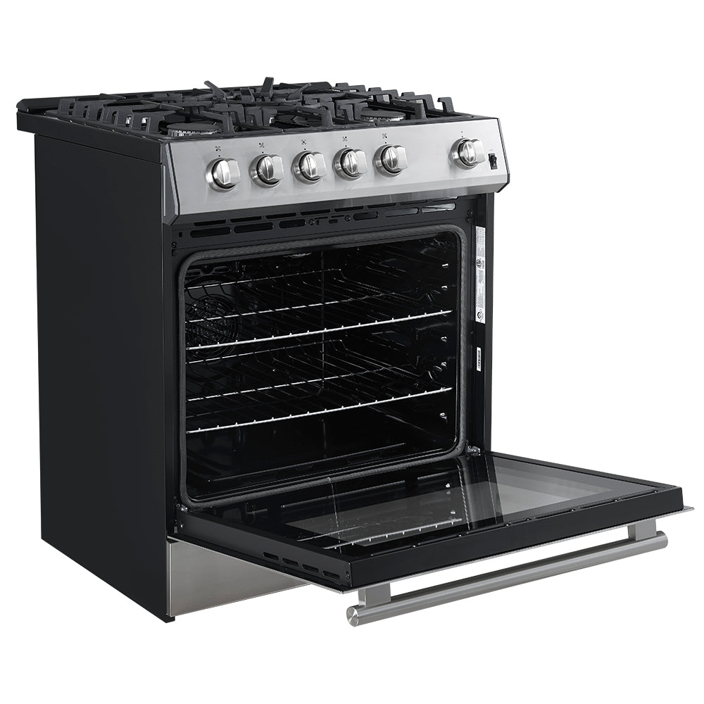 Forno Leonardo Espresso 30" Stainless Steel Gas Range, 5 Burners, 39 500 BTU, 5 cu.ft. Convection Oven - FFSGS1116-30S