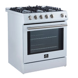 Forno Leonardo Espresso 30" White Gas Range, 5 Burners, 39 500 BTU, 5 cu.ft. Convection Oven - FFSGS1116-30WHT