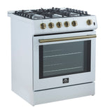 Forno Leonardo Espresso 30" White Gas Range, 5 Burners, 39 500 BTU, 5 cu.ft. Convection Oven - FFSGS1116-30WHT