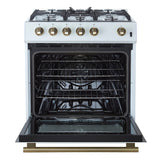 Forno Leonardo Espresso 30" White Gas Range, 5 Burners, 39 500 BTU, 5 cu.ft. Convection Oven - FFSGS1116-30WHT