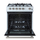 Forno Leonardo Espresso 30" White Gas Range, 5 Burners, 39 500 BTU, 5 cu.ft. Convection Oven - FFSGS1116-30WHT