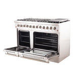 Forno 48" Galiano Dual Fuel Range - Gas Cooktop with 240v Electric Oven - 8 Burners, Griddle, and Double Oven  - FFSGS6156-48