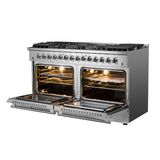 Forno Galiano 60" Gold Professional Freestanding Gas Surface Dual Fuel 240V Electric oven Range - FFSGS6156-60