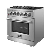 Forno Lseo 30" Gas Range with 5 Burners and Convection Oven - FFSGS6239-30