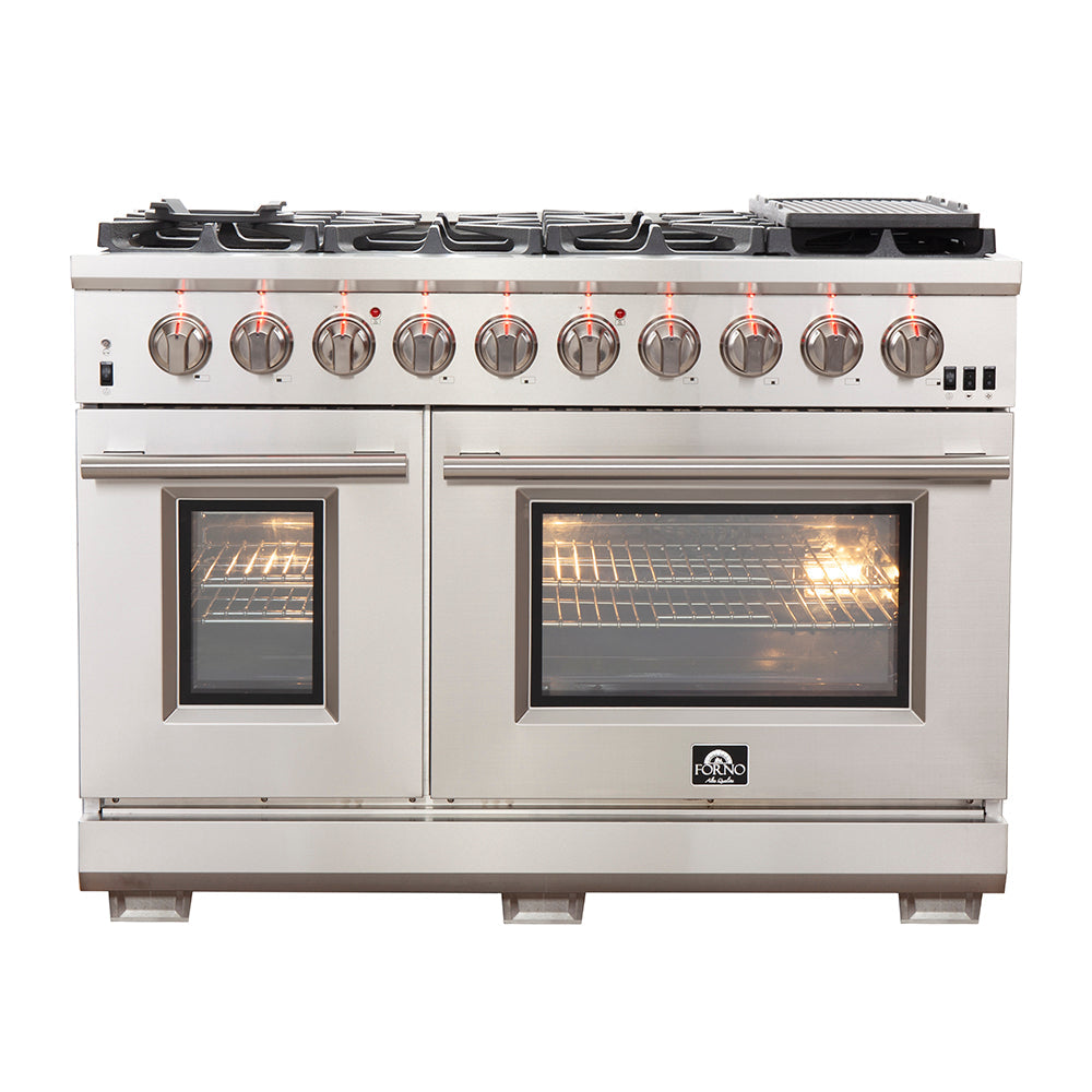 Forno 48" Capriasca Gas Range with 8 Burners, Griddle and 160,000 BTUs - FFSGS6260-48