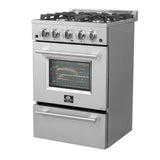 Forno 24" Breno Gas Range with 4 Burners and 38,000 BTUs in Stainless Steel - FFSGS6272-24