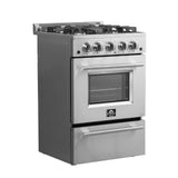 Forno 24" Breno Gas Range with 4 Burners and 38,000 BTUs in Stainless Steel - FFSGS6272-24