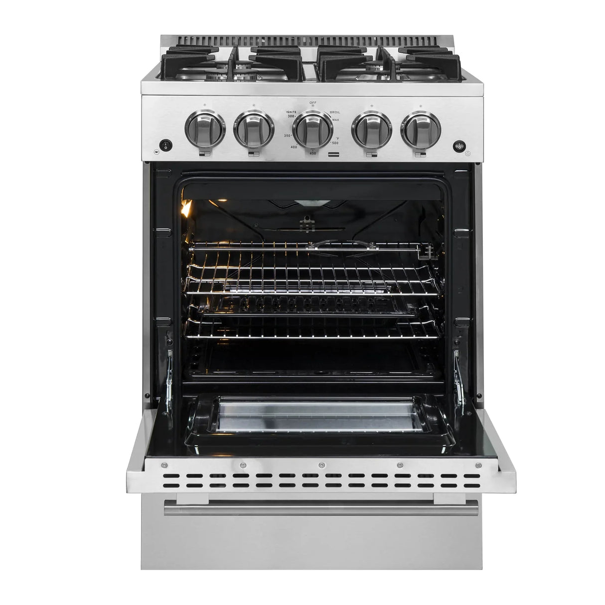 Forno 24" Breno Gas Range with 4 Burners and 38,000 BTUs in Stainless Steel - FFSGS6272-24