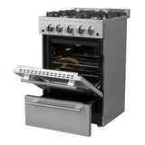 Forno 24" Breno Gas Range with 4 Burners and 38,000 BTUs in Stainless Steel - FFSGS6272-24