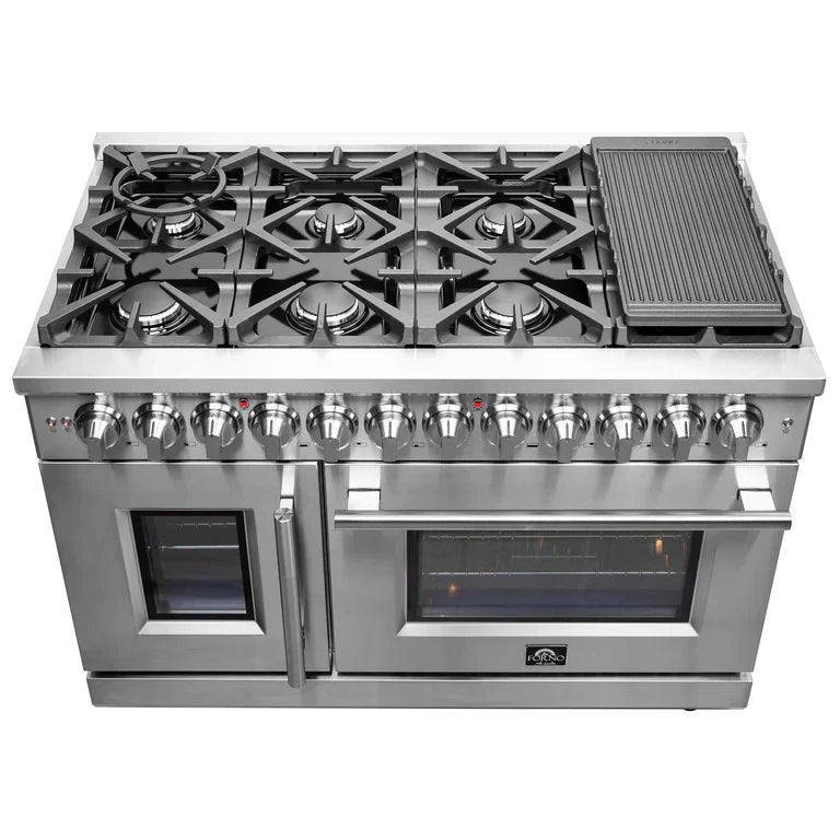 Forno Massimo 48″ Freestanding French Door Dual Fuel Range with 8 Burners - FFSGS6325-48