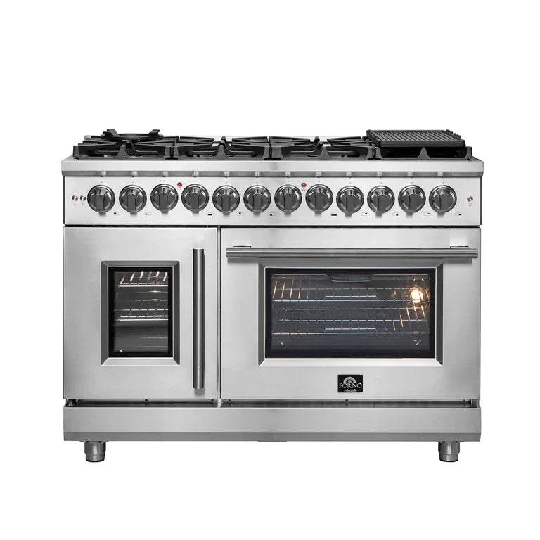 Forno Massimo 48″ Freestanding French Door Dual Fuel Range with 8 Burners - FFSGS6325-48