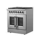 Forno 30-Inch Galiano Freestanding French Door Dual Fuel Range with 5 Burners and 68,000 BTUs in Stainless Steel (FFSGS6356-30)