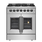 Forno 30-Inch Galiano Freestanding French Door Dual Fuel Range with 5 Burners and 68,000 BTUs in Stainless Steel (FFSGS6356-30)