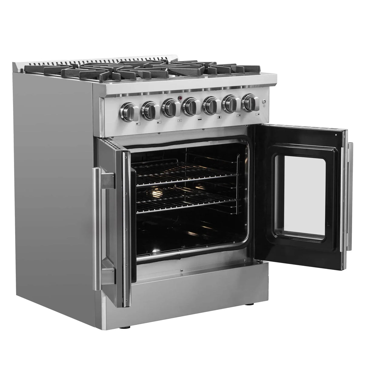 Forno 30-Inch Galiano Freestanding French Door Dual Fuel Range with 5 Burners and 68,000 BTUs in Stainless Steel (FFSGS6356-30)