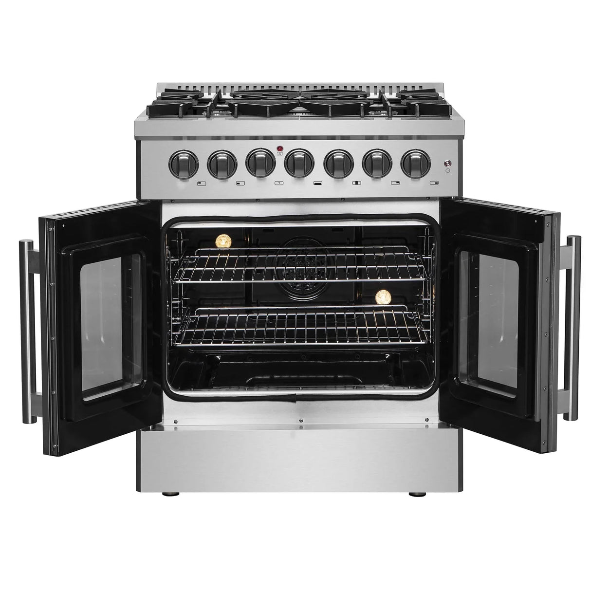 Forno 30-Inch Galiano Freestanding French Door Dual Fuel Range with 5 Burners and 68,000 BTUs in Stainless Steel (FFSGS6356-30)