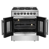 Forno 30-Inch Galiano Freestanding French Door Dual Fuel Range with 5 Burners and 68,000 BTUs in Stainless Steel (FFSGS6356-30)