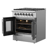 Forno 30-Inch Galiano Freestanding French Door Dual Fuel Range with 5 Burners and 68,000 BTUs in Stainless Steel (FFSGS6356-30)