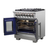 Forno 30-Inch Capriasca Dual Fuel Range with 5 Gas Burners, 100,000 BTUs, and French Door Electric Oven in Stainless Steel (FFSGS6387-30)