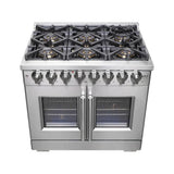 Forno 36-Inch Capriasca Freestanding French Door Dual Fuel Range with 6 Gas Burners, 120,000 BTUs & Electric Oven in Stainless Steel - FFSGS6387-36